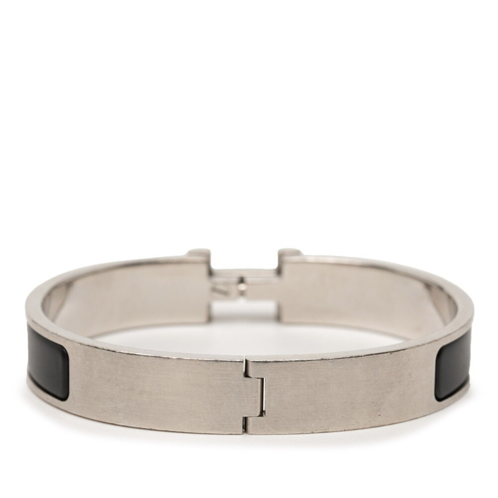 Hermes Click H PM Bangle Bracelet, Silver, Black Metal, Women's - Picture 3 of 5